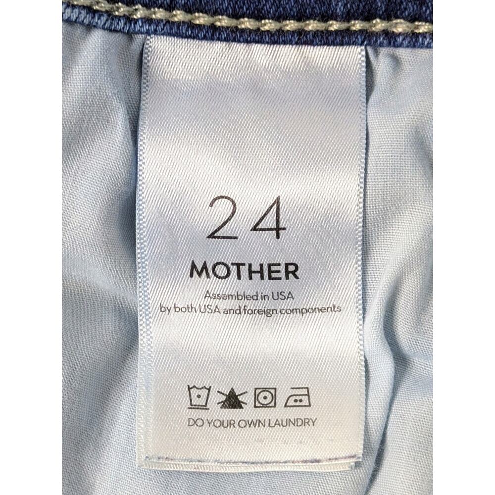 MOTHER Hustler Roller Heel 24 Blue High Rise Wide Leg Clean Hem Full Length 31" - Picture 3 of 15